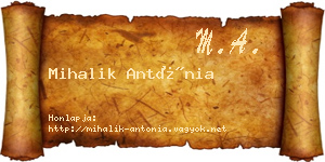Mihalik Antónia névjegykártya